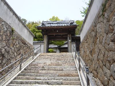 参道の石段から山門